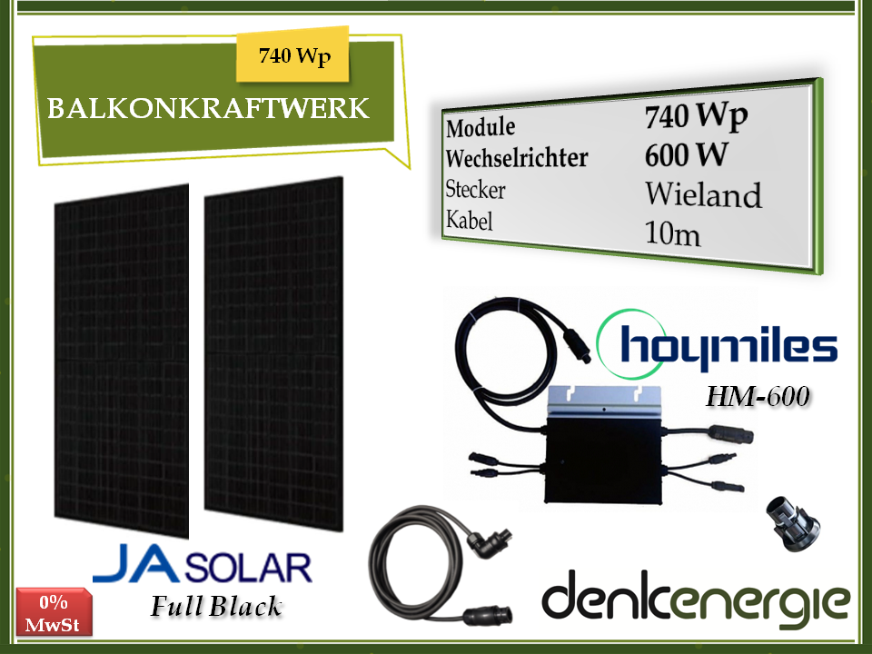 Balkonkraftwerk 740Wp / 600W BAYERN