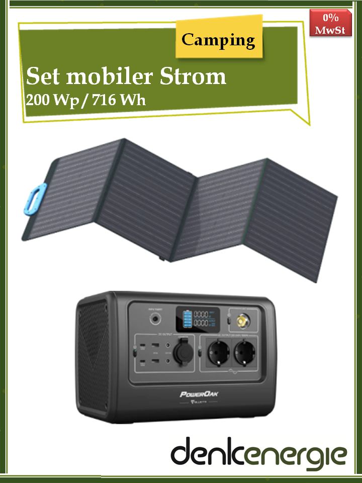 Camping-Solar-Set 200Wp / 716Wh