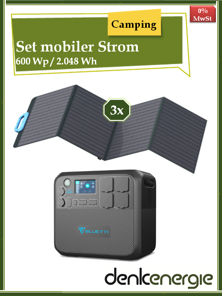 Camping-Solar-Set 600Wp / 2.048Wh