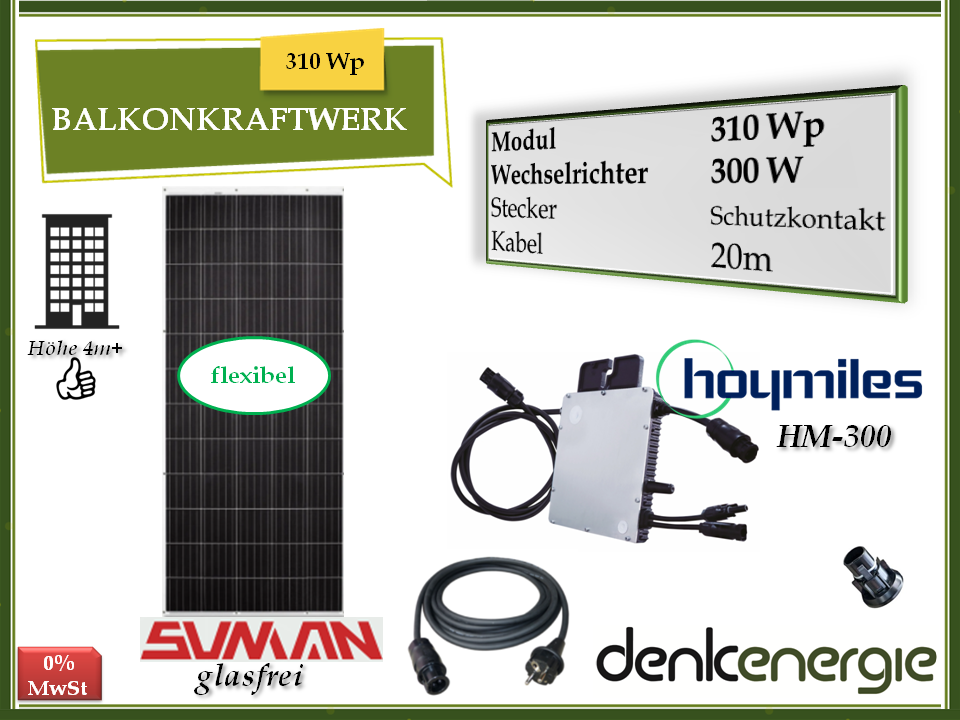 Balkonkraftwerk 310Wp / 300W HÜTTBLEK