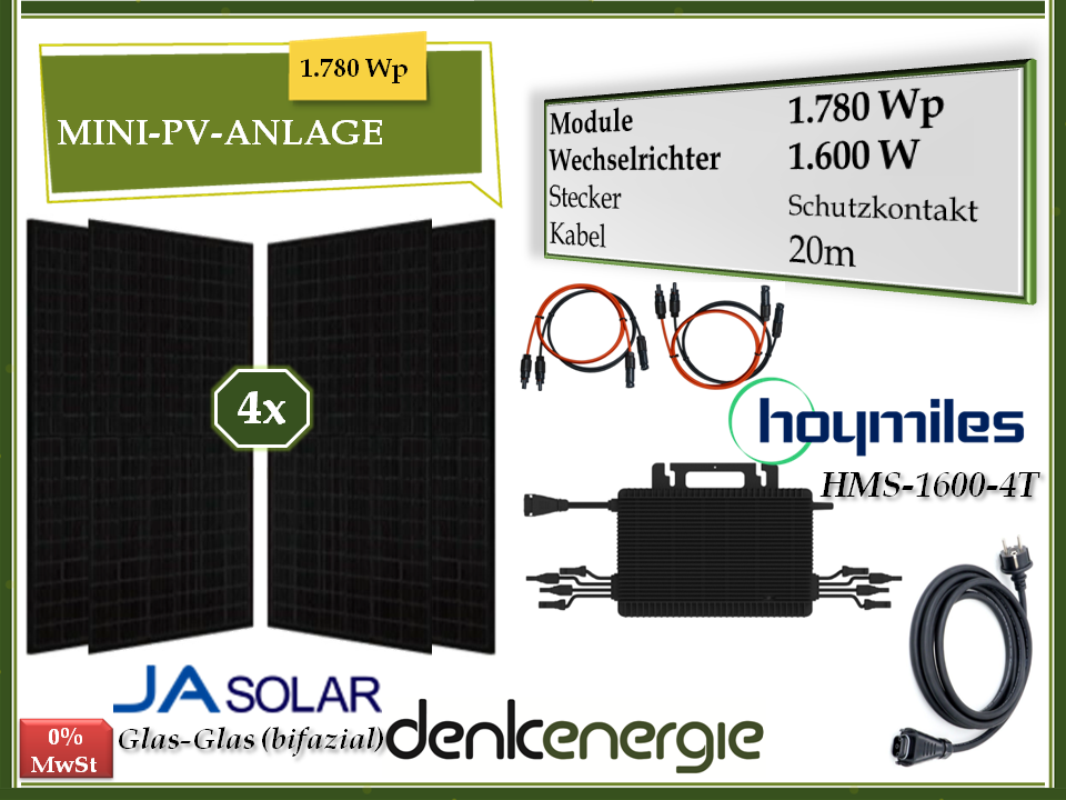 Mini-PV-Anlage 1.780Wp / 1.600W