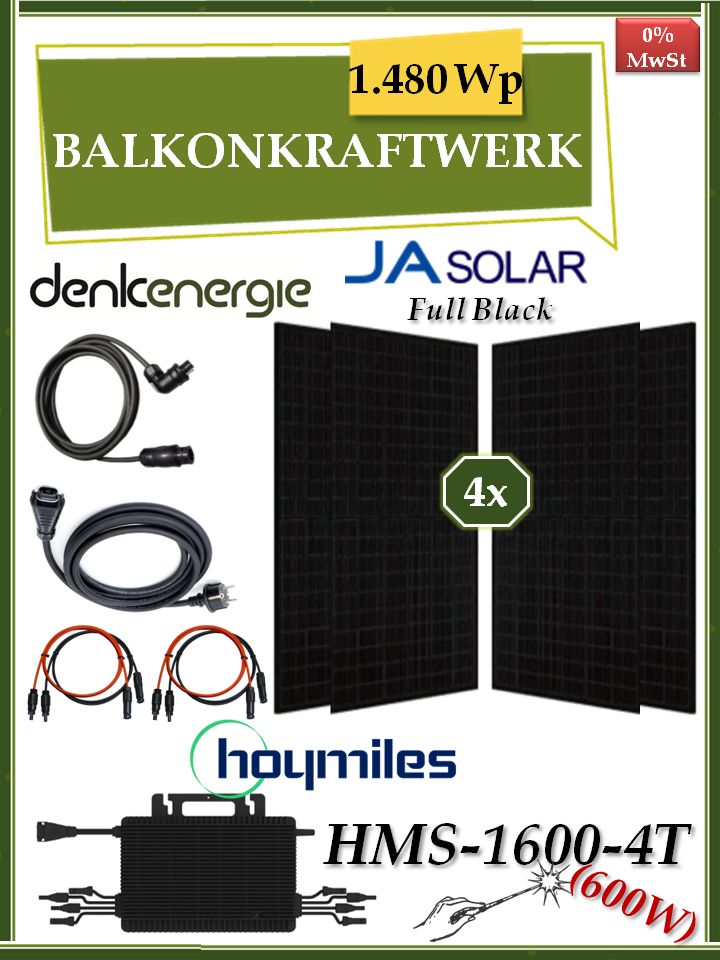 Balkonkraftwerk 1.480Wp / 1.600W (600W)