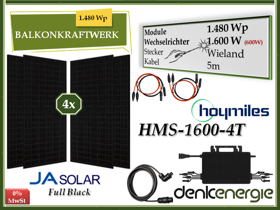 Balkonkraftwerk 1.480Wp / 1.600W (600W)