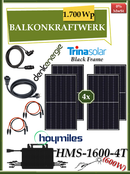 Balkonkraftwerk 1.700Wp / 1.600W (600W)