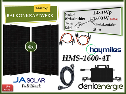 Balkonkraftwerk 1.480Wp / 1.600W (600W)